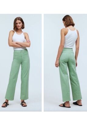 Madewell Emmett Wide Leg Crop Jeans - Mint Green - Size 31 Tall